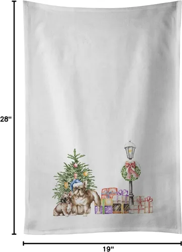 Vista 4 de Caroline's Treasures CK8100WTKT - Juego de 2 toallas de cocina con diseño de bulldog francés con diseño de país de las maravillas navideñas
