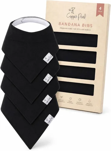 Vista 24 de Copper Pearl Baberos tipo bandana para bebé, paquete de 4 baberos de algodón suave para babear y dentición, absorbentes, ajuste ajustable, muchos