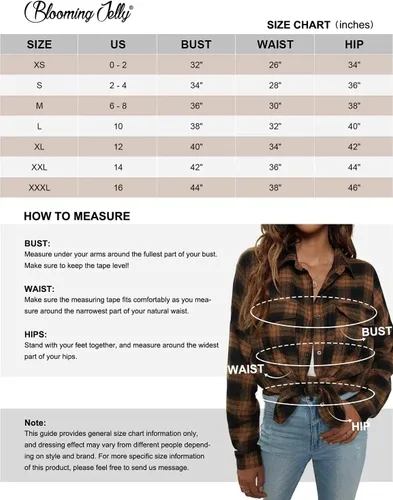 Vista 7 de Blooming Jelly - Camisas de franela con botones para mujer, de manga larga, con cuello de solapas, mezcla de chaqueta y camisa, para negocios o uso