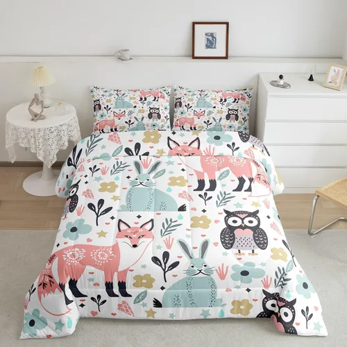 Vista 34 de Feelyou Juego de edredón de dibujos animados de gatos, juego de edredón de gatitos y flores, para niños, niñas, adolescentes, mascotas, gatos, juego
