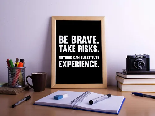 Vista 4 de Be Brave Take Risks Nothing Can Substitute Experience Poster Print, Inspirational Print, Motivational Quotes, Office Art, Cubicle Picture, Home Wall