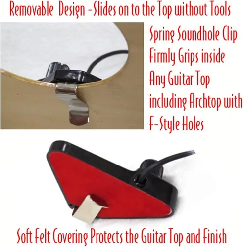 Vista 3 de GSP-1 Pastilla acústica para guitarra acústica con cable de 9 pies y enchufe de 1/4", Transductor Deluxe