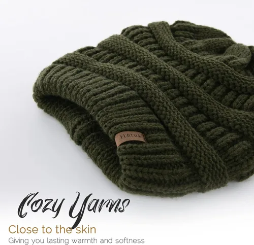 Vista 72 de FURTALK Gorros de invierno para mujer, con forro polar, gorro de punto holgado y cálido, gorro de esquí