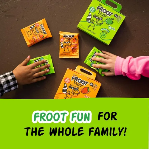Vista 7 de THE FROOT Thief Golosinas de fruta real, sin frutos secos, perfectas para almuerzos escolares, bolsas individuales para niños, manzana, paquete de 5