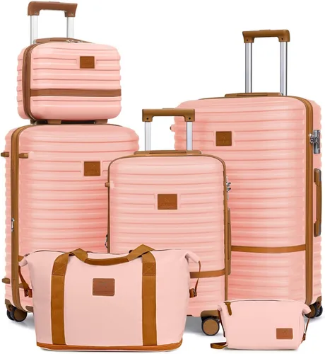 Vista 35 de Juego de maletas Joyway de 3 piezas, juego de maletas extensibles de cabina con rueda giratoria, juego de maletas de carcasa dura con candado TSA