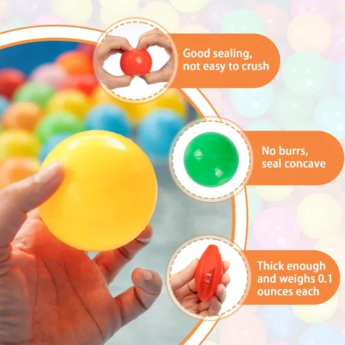 Vista 5 de Markdang 170 bolas de plástico a prueba de aplastamiento de 2.1 a 2.2 pulgadas para bebés y niños pequeños, 8 colores brillantes con bolsa