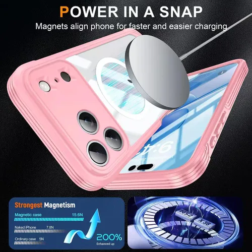 Vista 28 de TOPF&B Funda magnética para iPhone 16, compatible con MagSafe, cubierta completa de 360 grados, protector de pantalla de privacidad integrado