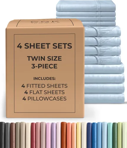 Vista 288 de Pack of 2, Twin Size 3 Piece Sheet Set - Breathable & Cooling - White