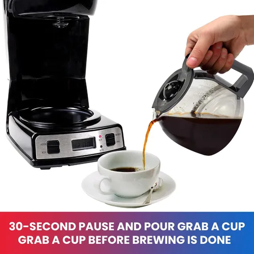 Vista 3 de Total Chef Cafetera de goteo – Cafetera programable de 12 tazas con olla de cristal, pausa y vertido, apagado automático, depósito de agua grande