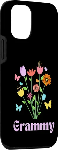 Vista 3 de iPhone 12/12 Pro Grammy Grandma Spring Flowers Pretty Tulips Butterfly Pink Case