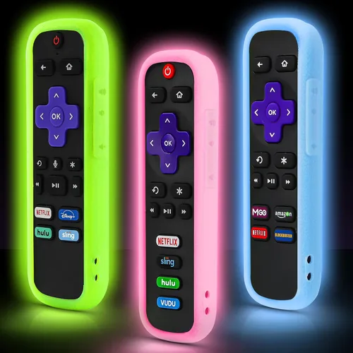 Vista 14 de （2 Pack） ONEBOM Cover for Roku Remote, Silicone Case for Hisense/TCL Roku TV Steaming Stick Express Control, Universal Remote Sleeve Skin（Green Blue