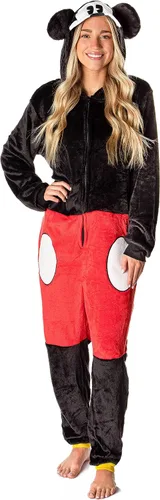 Vista 4 de Disney Mickey Mouse Super Minky - Disfraz con capucha para adultos traje de unión ropa de dormir Multicolorido