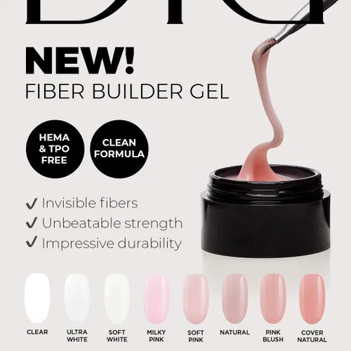 Vista 2 de DIDIER LAB Fiber Builder Gel Clear - Gel constructor autonivelante sin HEMA para uñas, gel constructor de uñas de fibra de vidrio LED ultra fuerte