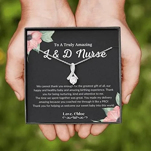 Vista 2 de Joyería para tarjetas de mensaje regalos personalizados, regalo para enfermera, trabajo y parto, collar de enfermera, regalo para trabajo y parto
