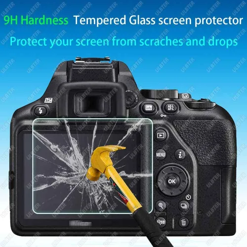 Vista 3 de ULBTER Protector de pantalla aplicable para cámara Nikon D3500 D3400 D3300 D3200 D3100 y cubierta de zapata caliente, [2+3 unidades] 9H dureza