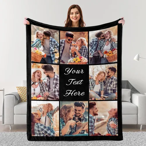 Vista 11 de Mantas personalizadas con fotos, regalos personalizados para parejas para esposa, marido, novia, novio, manta con imagen personalizada "I Love You