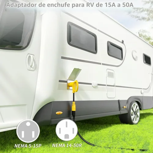 Vista 7 de Vockjour Cable adaptador RV de 50 amperios a 110 de 12 pulgadas, STW 15A 5-15P to 14-50R