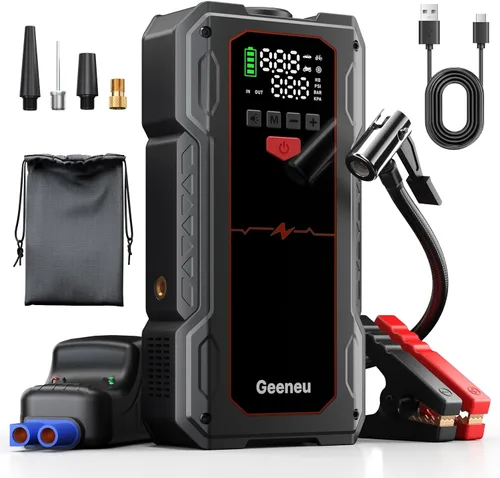 Vista 8 de Car Battery Jump Starter with Air Compressor,Portable 4000A Jump Box Blue Black