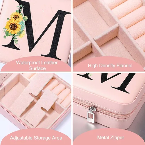 Vista 4 de Parima Joyero de viaje para mujer, un organizador de joyas con iniciales, estuche de joyería de viaje pequeño, estuche de viaje de joyería, regalos