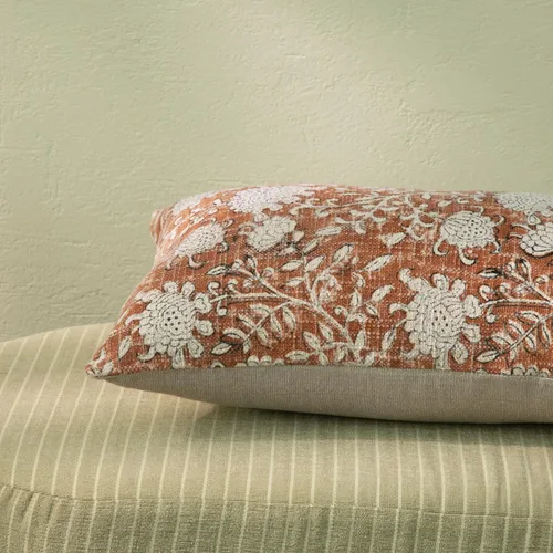 Vista 3 de Fundas de Almohadas Decorativas de Algodón Indio Vintage con Estampado a Mano, Juego de 2, Funda de Cojín, Funda de Almohada para Sofá Sofá-Cama