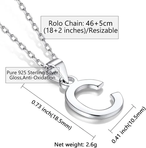Vista 6 de SILVERCUTE Initial NecklaceEarrings for Women Girls, Hypoallergneic 925 Sterling Silver Fine Jewelry, Cute Dainty Name Chain Choker, Letter Pendant