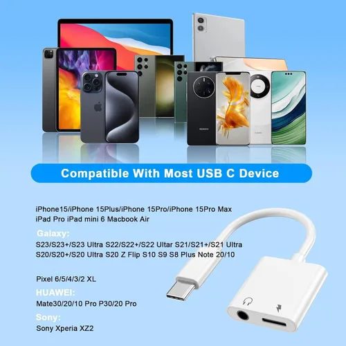 Vista 4 de [Certificado MFi de Apple] Adaptador de auriculares USB-C a 0.1 in