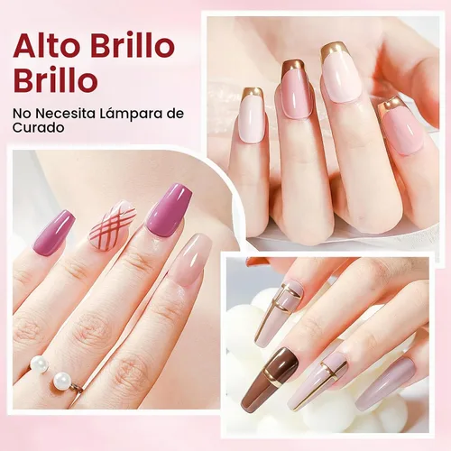 Vista 5 de Juego de esmaltes de uñas de 12 colores, secado rápido, esmalte de uñas rosa nude regular Colores desnudos