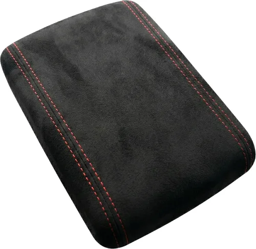 Vista 9 de Mazda Mazda2 2008 – 14 reposabrazos cubierta por RedlineGoods, Cuero Negro-Hilo Negro