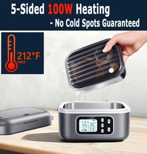 Vista 3 de Lonchera eléctrica inalámbrica de 27000 mAh, calentador de alimentos portátil recargable de 100 W para adultos, trabajo, viajes, automóvil, funciona