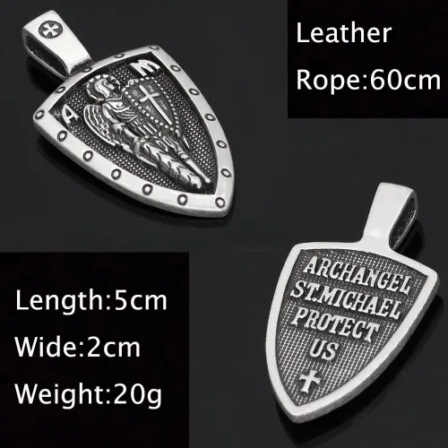 Vista 5 de Collar de San Miguel y San Cristóbal y San Benito para hombres y mujeres protección de arcángel colgante de ángel guardián de Jesús Cruz Amuleto