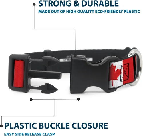 Vista 4 de Buckle-Down PC-W30367-S - Collar de clip de plástico para banderas de Canadá, pequeño/9-15