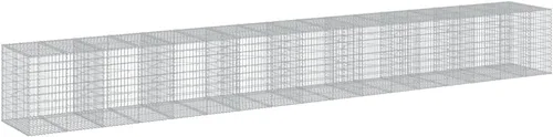 Vista 11 de vidaXL Cesta de gavión con tapa, 39.4 x 19.7 x 39.4 pulgadas, hierro galvanizado rectangular, resistente a la intemperie, montaje sin herramientas