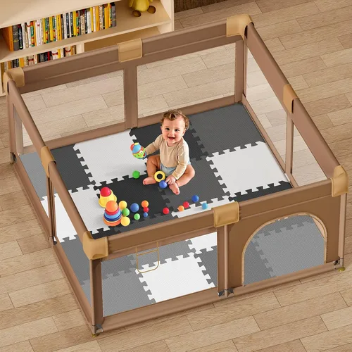 Vista 8 de 16 piezas de alfombrilla de juego para bebé para el piso, alfombrilla de juego de espuma EVA para bebé con baldosas de alfombra entrelazadas de 1.5