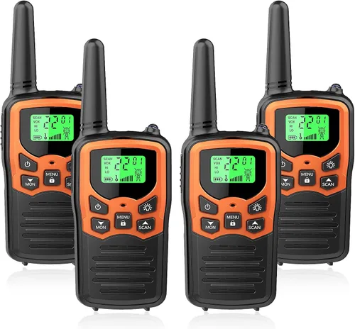 Vista 15 de Walkie Talkies, Walkie talkies de largo alcance MOICO para adultos con 22 canales FRS, walkie talkie familiar con linterna LED, pantalla LCD VOX