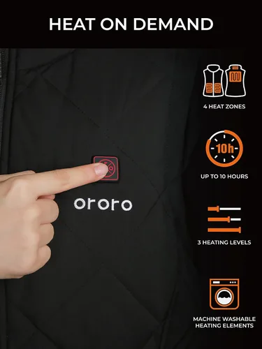 Vista 3 de ORORO Batería mejorada Chaleco térmico para mujer con batería, chaleco térmico ligero acolchado