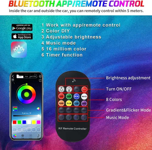 Vista 6 de Luces de interior para coche Tesla Model 3 Model Y, kits de luces RGB de neón con APP y control remoto, accesorios de iluminación ambiental Tesla