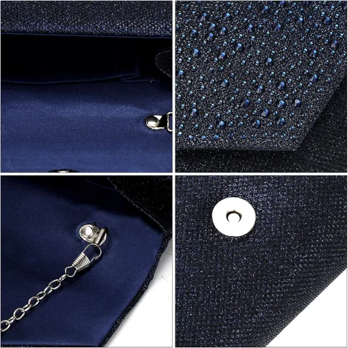 Vista 6 de CurvChic Bolso de noche para mujer bolso de mano con diamantes de imitación bolso de fiesta para novia y graduación