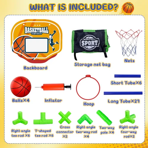 Vista 6 de EagleStone Aro de baloncesto arcade ajustable con retorno de pelota para Azul y amarillo