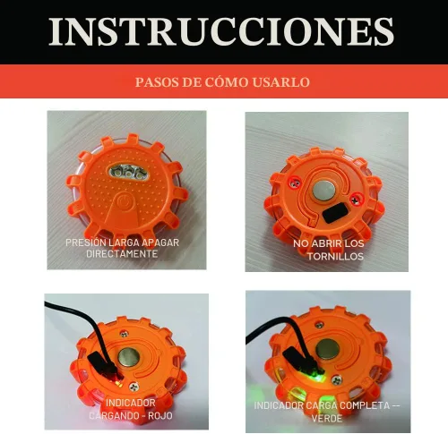 Vista 5 de Ecoangel Bengalas LED de Carretera Recargables por USB Luces de Emergencia - Baliza de Seguridad para Automóvil de Advertencia en Carretera Kit de 3