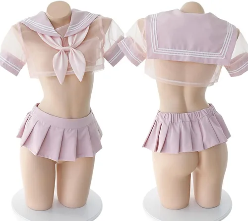 Vista 7 de Sexy traje de marinero de cosplay colegiala uniforme escolar conjunto de ropa interior mini vestido