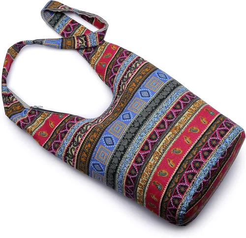 Vista 149 de Bolsa de hombro para mujer, de lona en estilo hippie/bohemio para llevar cruzada al hombro, disponible en diferentes colores y estampados