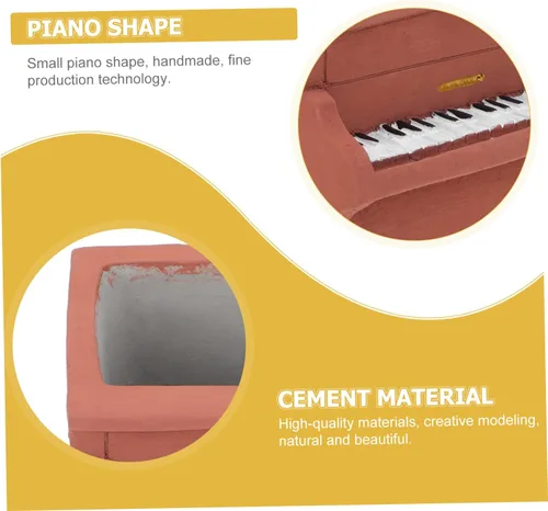 Vista 4 de NOLITOY Maceta de cemento para piano, maceta en forma de piano, maceta suculenta de cerámica para exteriores, plantas suculentas, plantador