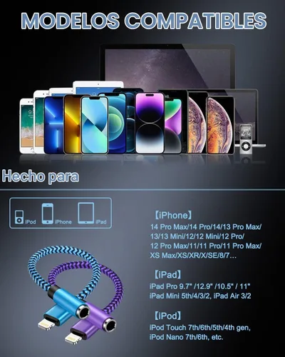 Vista 7 de Paquete de 2 adaptadores auxiliares Lightning a 0.1 in, adaptador