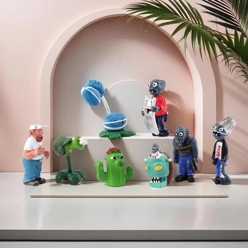 Vista 5 de JHESAO Juego de 16 juguetes de plantas PVZ, figuras de zombis, serie PVZ, juguetes de PVC de felpa, gran regalo para niños y fanáticos, cumpleaños