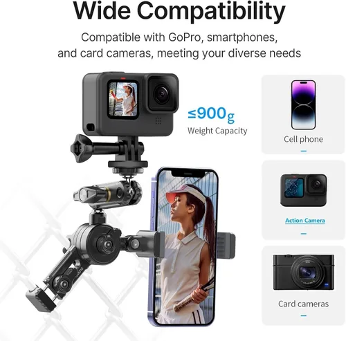 Vista 2 de jusmo CM010 Kit de montaje de valla para teléfono celular Game Changer para GoPro, iPhone, AKASO, DJI Osmo Action, Insta360, Mevo Start
