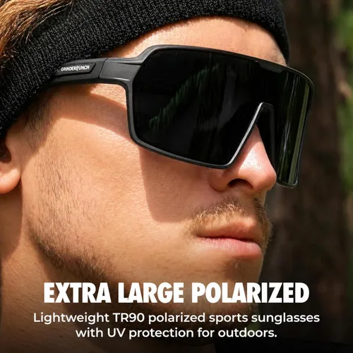 Vista 2 de grinderPUNCH Lentes de sol deportivos polarizados para hombres y mujeres, con protección UV, para béisbol, correr, ciclismo, esquí y pickleball