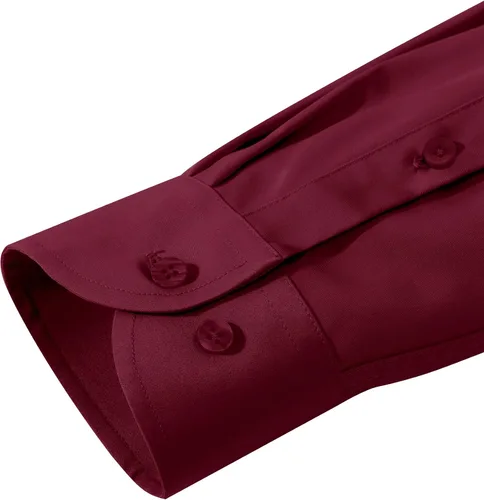 Vista 29 de Alimens & Gentle Camisas de vestir para hombre, manga larga, elásticas, sin arrugas, con botones