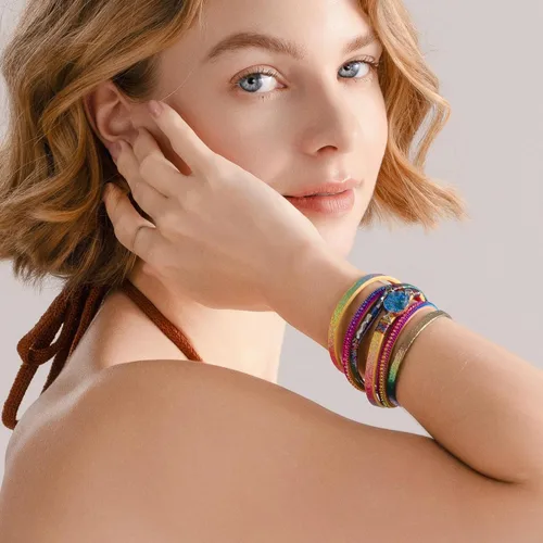 Vista 38 de FANCY SHINY - Pulsera de cuero estilo bohemio, pulsera de cuentas de cristal con cierre magnético, regalos de joyería para mujer