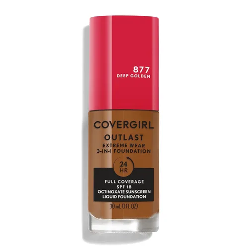 Vista 9 de Covergirl Outlast Extreme Wear Base líquida 3 en 1 de cobertura completa, protector solar SPF 18, beige pulido, 1 onza líquida