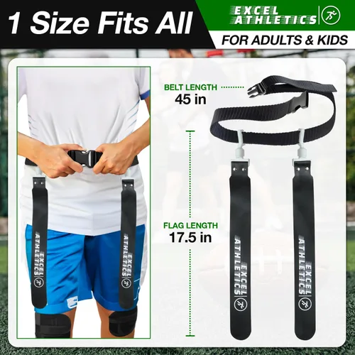 Vista 5 de Juego de fútbol con bandera, cinturones de fútbol ajustables para jóvenes, niños y adultos con 1 cinturón y 2 banderas (blanco)